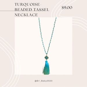 Cute, turquoise-beaded tassel necklace! Only $9.00! One-of-a-kind; Only one!